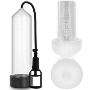 Pump Addicted - Bomba Erección Rx7 Transparente con Masturbador