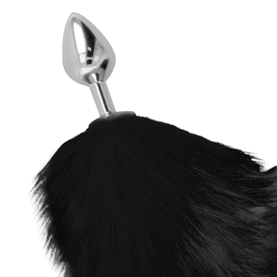 Darkness - Plug Anal Silver 8 Cm Con Cola Negro 3 Darkness - Plug Anal Silver 8 Cm Con Cola Negro - Imagen 3