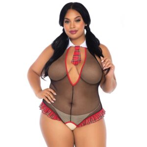 Leg Avenue - Teddy Colegiala con Abertura Talla Plus