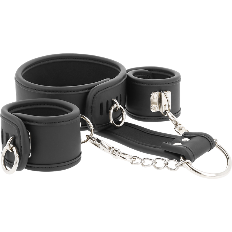 Fetish Submissive - Collar Y Esposas Cuero Vegano Con Forro De Neopreno 1 Fetish Submissive - Collar Y Esposas Cuero Vegano Con Forro De Neopreno